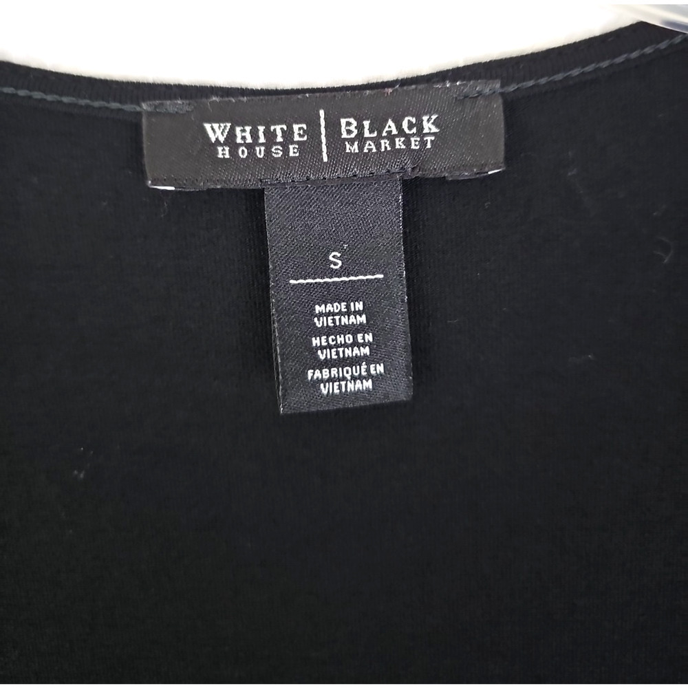 White House Black Market ~Woman Size S~ Black Stretch Top Shirt Short Sleeve. - Picture 2 of 11